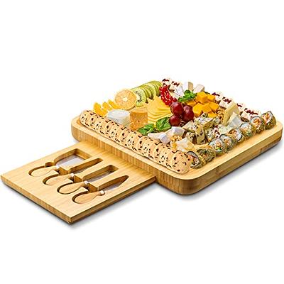 Easoger Charcuterie Boards, Large Bamboo Cheese Board,  Appetizer & Cheese Platter with 2 Drawers, Serving Knife, 2 Ceramic Bowl -  Unique Thanksgiving Gift, Housewarming Gift, Wedding Gift, Bridal Gift:  Cheese Servers