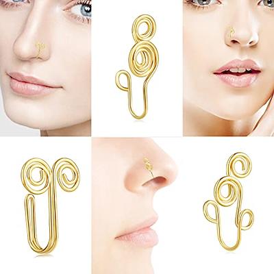 Nose Jewelry Nose Cuff Non Piercing Faux Nose Rings Hoop Fake Piercings  Adjustable Clip On Nose Cuff for Women Men Copper Jewelry 