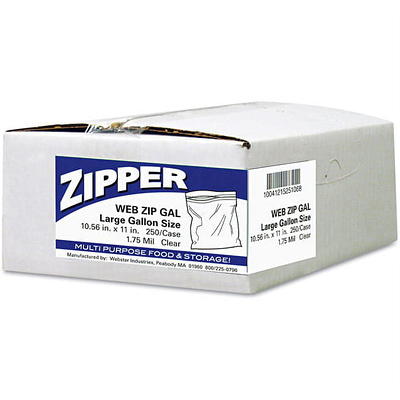 Gallon Double Zipper Bags, 2.7 Mil - 250 Count
