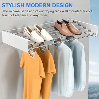 Portable Folding Clothes Hanger Hotel Wall-mounted Bathroom Drying Rack  Household Retractable Invisible Clothes Rail Drying