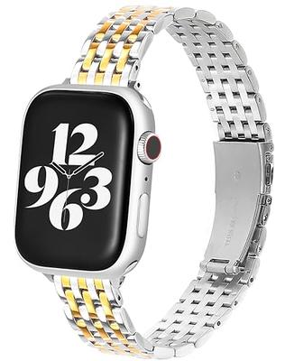  TISIMO Compatible with Apple Watch Band 41mm 40mm 38mm 45mm  44mm 42mm Women,Stainless Steel Metal iWatch Band for iWatch Series  9/SE/SE2/8/7/6/5/4/3/2/1,38mm 40mm 41mm Shiny Black : Cell Phones &  Accessories