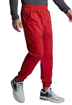 Cherokee Men's Plus Size Mid Rise Pull-on Jogger Scrubs Pant, Red