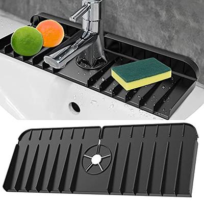 Kitchen Sink Splash Guard - Silicone Faucet Handle Drip Catcher Tray, Dish  Soap Dispenser and Sponge Holder Mat Behind Faucet, Kitchen Guard Gadgets  Sink Accessories for Kitchen Counter and Bathroom