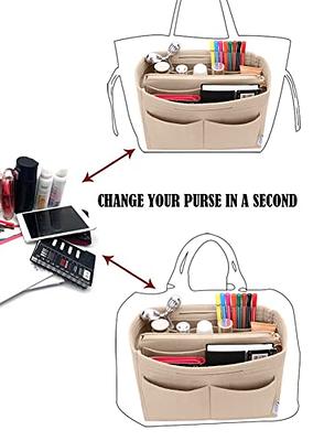 LEXSION Felt Purse Bag Organizer Insert with zipper Bag Tote Shaper Fit  Speedy Neverful PM MM 8021 Beige XL 