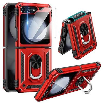 BAILI Galaxy Z Flip5 Leather Case with Ring,Galaxy Z Flip5 Cover with Z  Ring & HD Small Screen Film,Military Grade All-Inclusive Protection Case  with