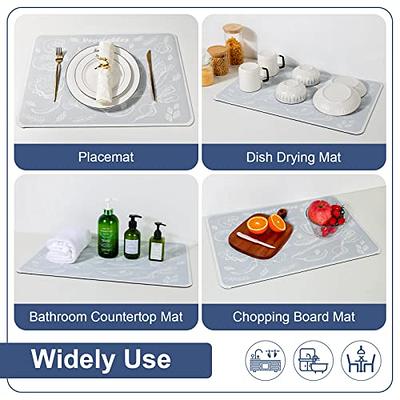 DK177 Dish Drying Mat for Kitchen Counter, Super Absorbent Dish Mat,  Non-Slip Heat-Resistant Easy Clean Dishes Drainer Mats, Dish Rack Pad,  Coffee Mat