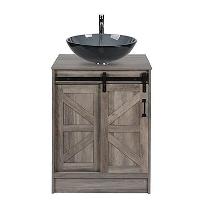 Shop allen + roth Kennilton Wood Open Shelf Vanity Bathroom Collection at