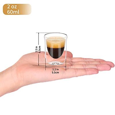 Paracity Espresso Cups Set of 2, 2 oz Espresso Shot Glass, Espresso Mugs, Doubled Clear Insulated Borosilicate Glassware, Tazas de Cafe Expreso