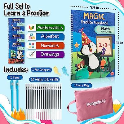 Magic Practice Copybook for Kids Extra Large 4-Pack Reusable Copybook with  Magic Pen and Ink Refill Disappearing Ink Handwriting Book with Grooves  Math, English, and Calligraphy – Pink Bag - Yahoo Shopping