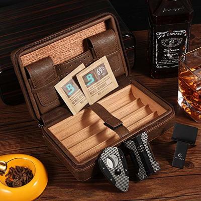 GALINER Leather Travel Cigar Case w/ Cigar Cutter & Gift Box