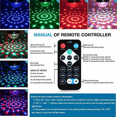 【Pack of 2】Disco Lights, 360°Rotation Sound Activated Disco Ball Lights  with 4M/13ft USB Power Cable, 3W RGB Party Lights with Remote Control for  Kids