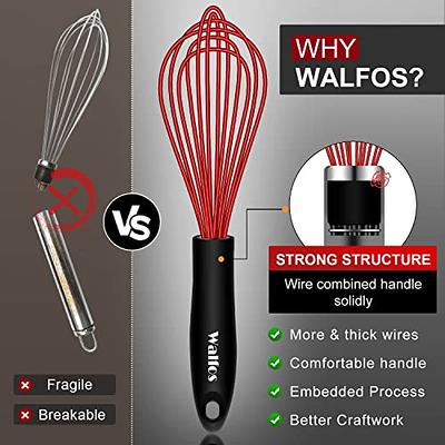 Walfos Silicone Whisk, Non Scratch Coated Whisks- Heat Resistant Kitchen  Whisks for Cooking Non Stick Cookware, Balloon Egg Beater Perfect for  Blending, Whisking, Beating, Set of 3 - Yahoo Shopping