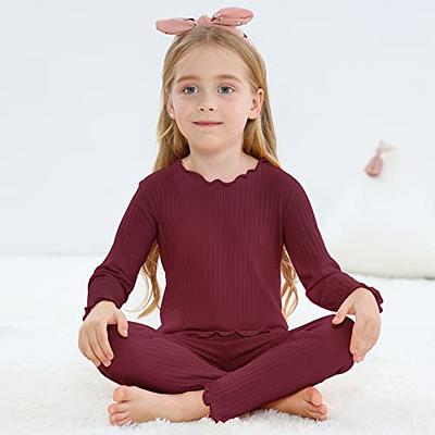 Girls Thermal Sets Insulated Cotton Long John Kids Pajama Top and Pants