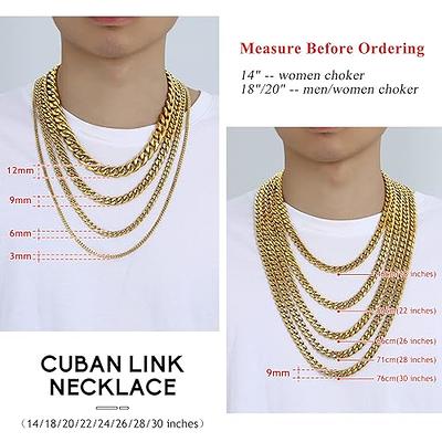 Jewlpire Diamond Cut Miami Mens Cuban Link Chain Necklace, Gold Chain | Silver Chain for Men Boys Women, Hip-hop & Cool Style, 316L Stainless Steel/