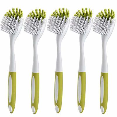 Amazer Dish Brush with Handle, 2 Pack Kitchen Scrub Brushes for Cleaning,  Dish Scrubber with Stiff Bristles for Sink, Pots, Pans