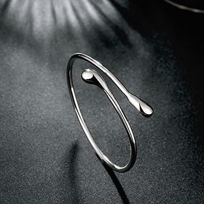 KACON Sterling Silver Bangle Bracelet, Fashion Simple Open Bangles