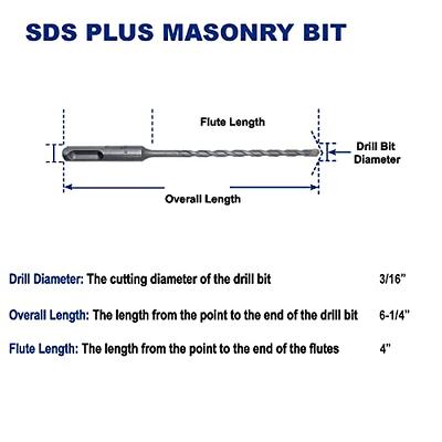 Mesee 6 Pcs SDS Plus Hammer Drill Bit Set Carbide Tipped SDS-Plus