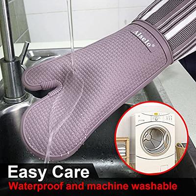 Oven Mitts and Pot Holders Set 6pcs, Kitchen Oven Glove,High Heat Resistant  550 Degree Extra Long Oven Mitts and Potholder with Non-Slip Silicone