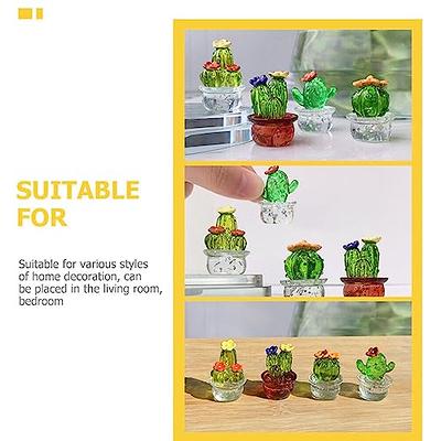 4pcs Handmade Glass Cactus Figurines Ornaments Mini Miniature Vehicle  Ornament