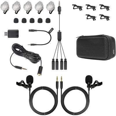 Movo LV 6 Pro Grade Omnidirectional and Cardioid XLR Lavalier Condenser Microphone Set 48V Phantom Powered