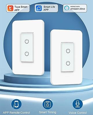 GHome Smart Switch, 2.4Ghz Wi-Fi Light Switch Compatible with Alexa, Google  Home, Neutral Wire Required, Single-Pole,UL Certified,Voice Control and