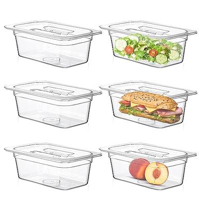 CURTA 6 Pack NSF Food Pans, 1/6 Size 4 Inch Deep Commercial Food Storage  Containers, Polycarbonate, Clear