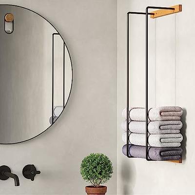 2-Tier Metal Industrial 23.6 Bathroom Shelves Wall Mounted,Rustic Wall  Shelf Over Toilet,Towel Rack with Towel Bar,Utility Storage Shelf Rack