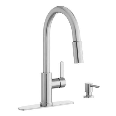 Glacier Bay McKenna Single-Handle Pull Down Sprayer Kitchen Faucet in Stainless Steel with TurboSpray and FastMount, Silver