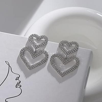 Silver Big Rhinestone Bowknot Drop Earring Bridal Statement Earring