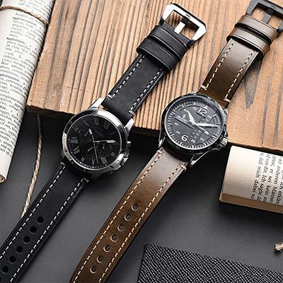 22mm Light Brown Leather and Rubber Watch Strap - S221300 - Fossil