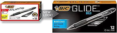 BIC Glide Bold Black Ballpoint Pens, Bold Point (1.6mm), 12-Count