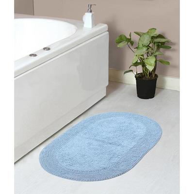 J&V Textiles 15 x 27 Non Skid Oval Bubble Bath Mat - Grey