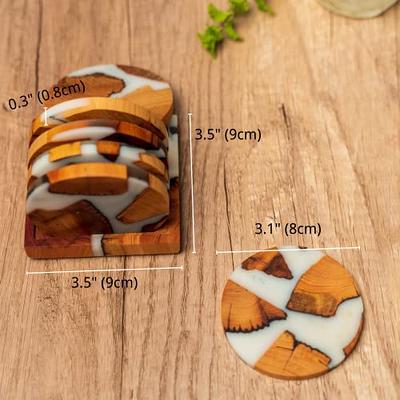 Coasters for Drinks,4 Inch Round Wood Coasters Set of 2,Rustic