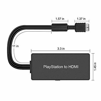 Azduou PS2 to HDMI Adapter PS2 HDMI Cable PS2 to HDMI Converter Support  HDMI 4:3/16:9 Switch, Works for Playstation 1/Playstation 2 and PS3. PS1