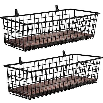 Rustic Farmhouse Handled Metal Storage Baskets Set of 3