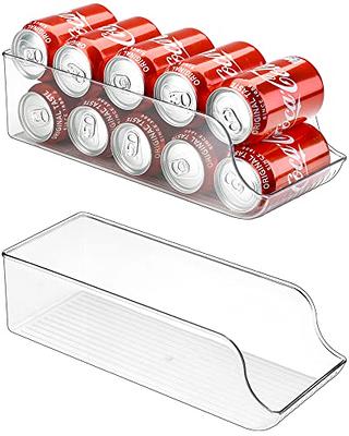 SCAVATA 2 Pack Soda Can Organizer for Refrigerator, Stackable Canned Food  Pop Cans Container Can Holder Dispenser with Lid for Fridge Pantry Rack  Freezer, Clear Plastic Storage Bins-Holds 12 Cans Each 