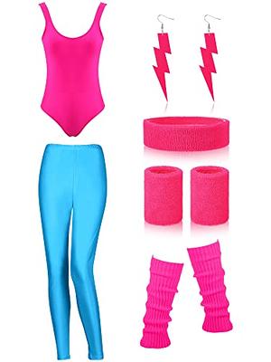  Wildox Women 80s Workout Costume Outfit,80s Outfit Set for  Workout Theme Party,Retro Sports Headband Wristbands Leg Warmers (Blue+Neon  leopard, L) : Clothing, Shoes & Jewelry