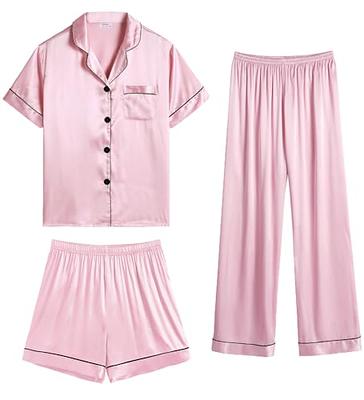 SWOMOG Women's Button Down Nightgown Short Sleeve Nightshirt V