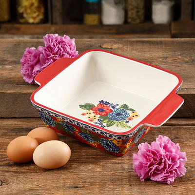 The Pioneer Woman Fancy Flourish Round Ceramic Casserole Dish with Lid