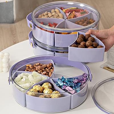 Divided Serving Tray With Lid And Handle Snackle Box Charcuterie Container  Portable Snack Platters Organizer