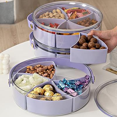 amokk Divided Serving Tray with Lid and Handle Snackle Box Charcuterie  Container Portable Snack Platters Clear Organizer for Candy, Fruits, Nuts,  Snacks, for Parties, Entertaining, Picnic (Purple) - Yahoo Shopping