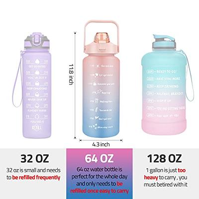 Hyeta 32 oz Water Bottles with Times to Drink and Straw, Motivational Water  with