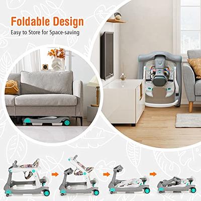 BABY JOY 4-in-1 Baby Walker, Foldable Activity Walker with Adjustable  Height & Speed, Music, Lights, Anti-Rollover, Toddler Push Walker, Baby  Walker