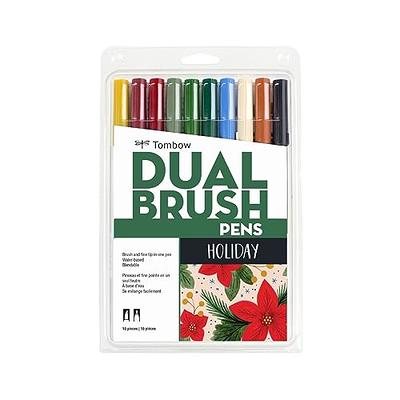 Tombow 56195 Dual Brush Pen Art Markers, Holiday Edition, 10-Pack