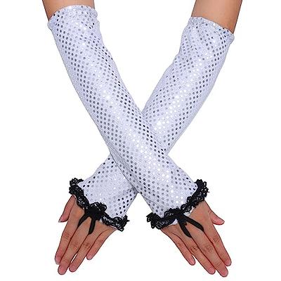 Yikisdy Fashion Sequin Lace Gloves Fingerless Stretch Glove Long