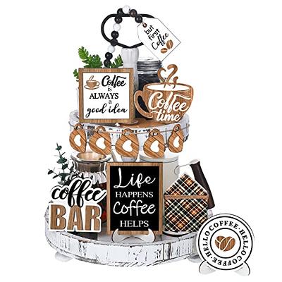 Coffee Farmhouse Tiered Tray Decors Set, Coffee Bar Decor Sign Wooden Coffee  Bar Accessories, Rustic Coffee Station Decor Coffee Table Decorations, Wood  Beaded Garland For Kitchen Home Items - Temu