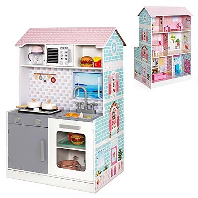 TaoHFE Kitchen Set for Kids Wooden Play Kitchen Toy Kitchen Sets for Boys Gift White Kitchen for Toddlers Kids Kitchen Playse