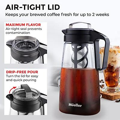 Mueller Cold Brew Coffee Maker, 2-Quart Heavy-Duty Tritan Pitcher, Iced Coffee  Maker and Tea Brewer with Easy to Clean Reusable Mesh Filter - Yahoo  Shopping