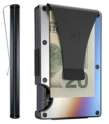 Minimalist Aluminum Money Clip Wallet - Slim RFID Metal Card Holder Front  Pocket Wallet