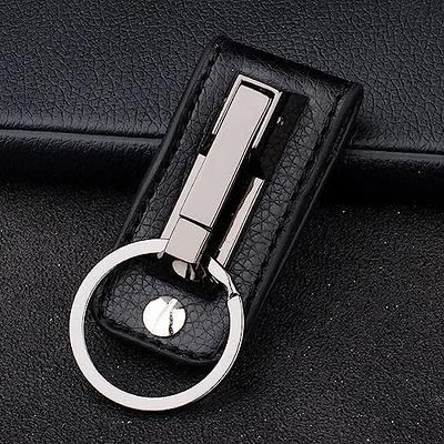 Leather Belt Loop Keychain Clip Leather Belt Key Holder Key Chains Keyring  with 1 Key Ring Hooks Heavy Duty Gift for Men Black - Yahoo Shopping